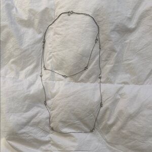 Layered silver LOFT necklace with Baguette crystals